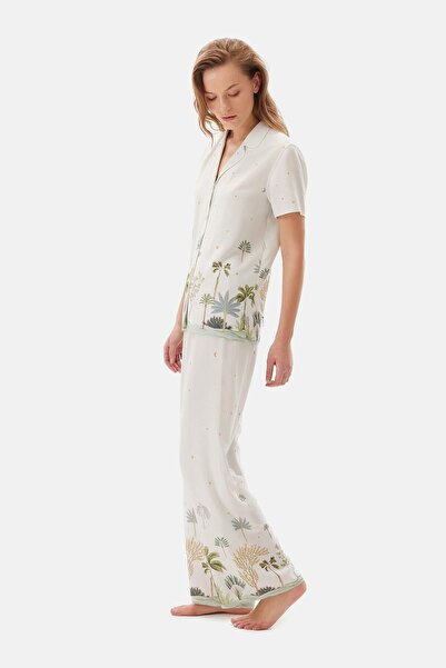 Dagi Water Green Water I Printed Viscose Shirt Pajama Top