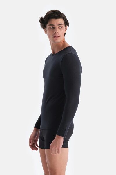 Dagi Siyah Modal Kaşmir Bisiklet Yaka Uzun Kollu Üst