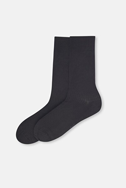 Dagi Siyah Erkek Çizgi Doku Bambu Çorap