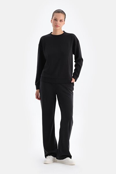 Dagi Μαύρο φαρδύ παντελόνι Basic Modal