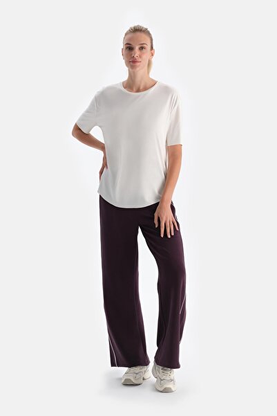Dagi Plum Women's Modal Sweatpants with Double Piping Detail