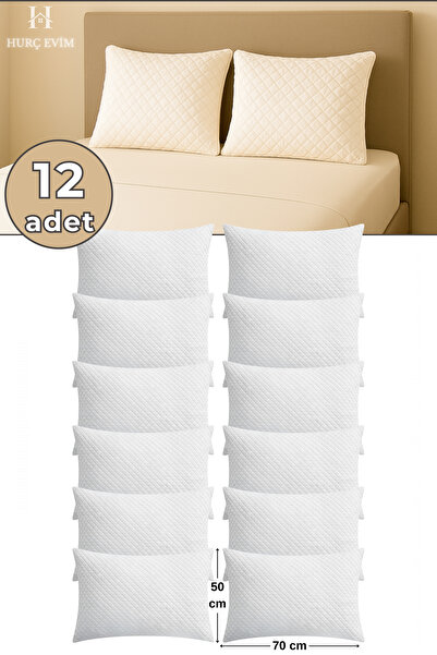 HURCEVİM 12'li Antibakteriyel Kapitoneli Fermuarlı Yastık Koruyucu Alez - 50x...