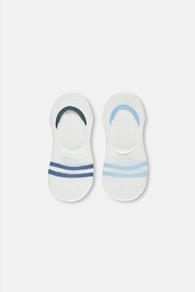 Dagi Сини дамски невидими чорапи на цветни райета 2 бр