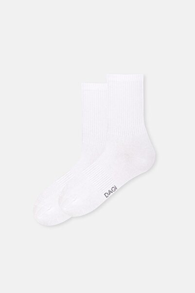 Dagi Men's White 2-Piece Basic Sports Socks Set