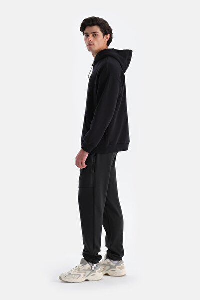 Dagi Μαύρο ανδρικό φούτερ με κουκούλα με επένδυση