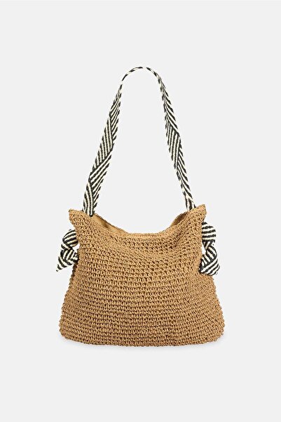 Dagi Μπεζ γυναικεία ψάθινη τσάντα παραλίας