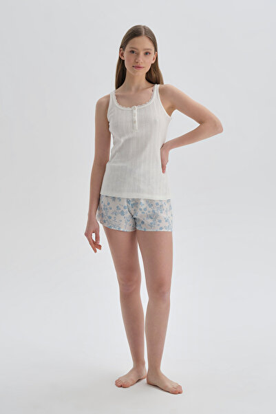 Dagi Beyaz Desenli Desenli Viskon Şort Pijama Altı