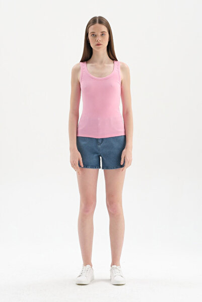 Dagi Pink Thick Strapped Ribbed Undershirt