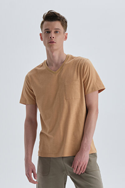 Dagi Μουστάρδα βαμβακερό μπλουζάκι με λαιμόκοψη