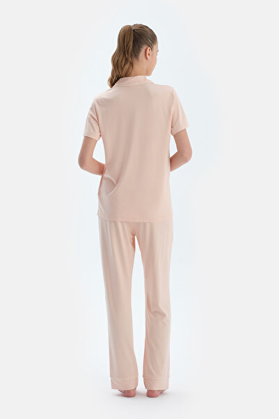 Dagi Milk Coffee Short Sleeve Basic Shirt Pants Pajama Set