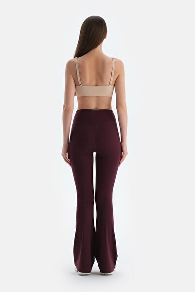 Dagi Plum Women's Bell-Bottom Leggings with Waist Piping Detail