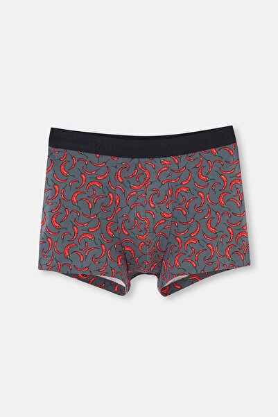 Dagi Boxer din bumbac negru cu model de chili