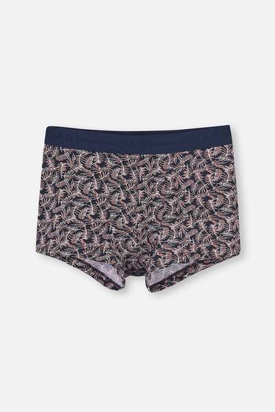 Dagi Navy Blue Patterned Cotton Boxer