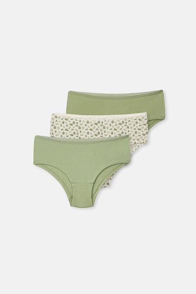 Dagi Πράσινο-εκρού γυναικείο εσώρουχο Hipster με σχέδια 3 τεμαχίων