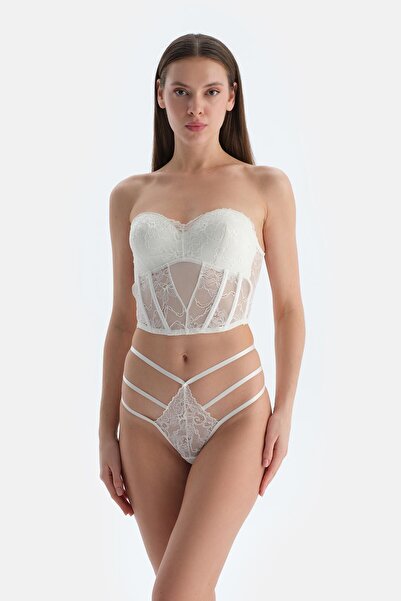 Dagi Beyaz Dantelli G-Strıng Külot