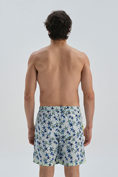 Dagi Sax - White Micro Medium Starfish Patterned Swim Shorts