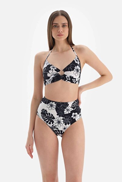 Dagi Μαύρο και άσπρο τρίγωνο φαρδύ μπικίνι τοπ