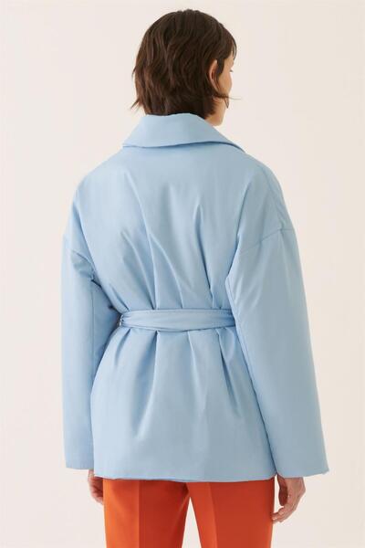 Perspective Trevor Comfortable Jacket Collar Short Length Blue Color Women's Coat