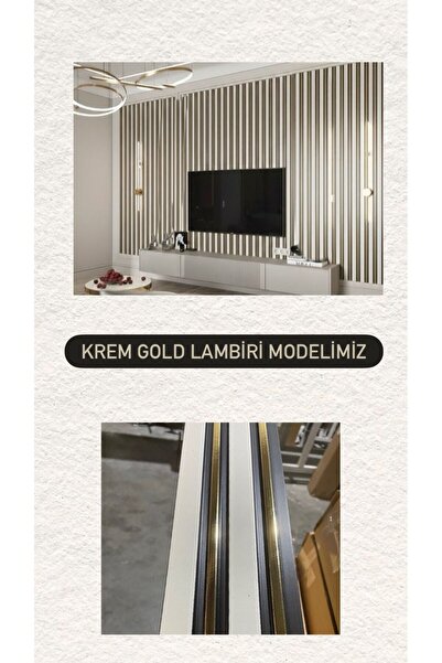 EKSELANS DEKORASYON Lambiri ( 5 Adet 12x280 Cm) Dubai Gold Model Ev, Ofis Pvc...