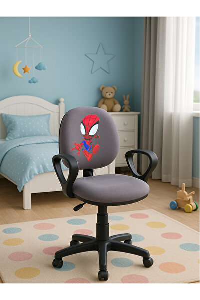 AatoliaRugs Örümcek Adam Desenli Çocuk Odası Ders Çalışma Sandalyesi Ofis Kol...