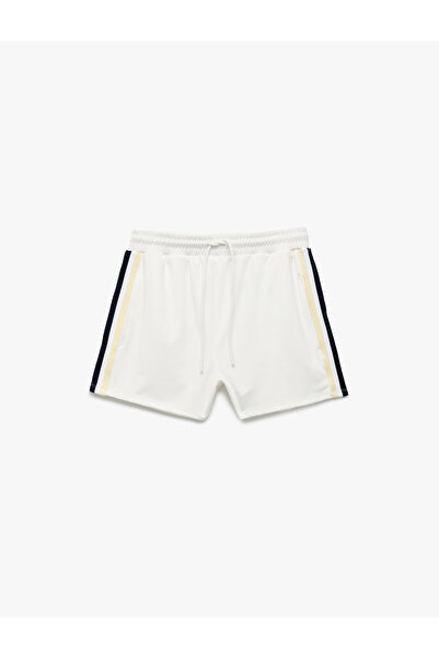 Koton Comfortable Cut Waist Lace up Pocket Detailed Sports Shorts with Stripe Detail