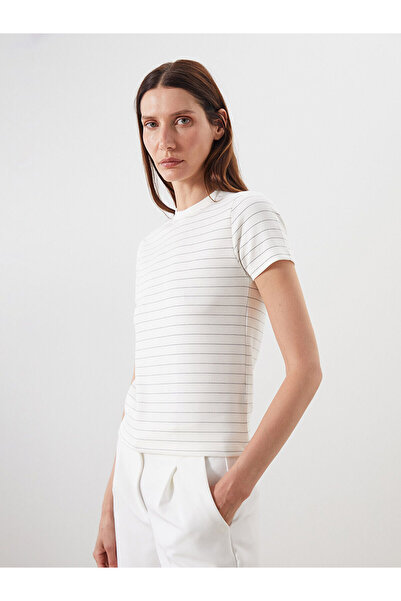 LC Waikiki Tricou pentru femei cu dungi Crew Neck New Season - S5QP04Z8