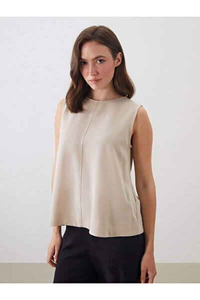 LC Waikiki Özmarka Νέα Σεζόν Μπλούζα με λαιμόκοψη ποδηλάτου από μείγμα λινού