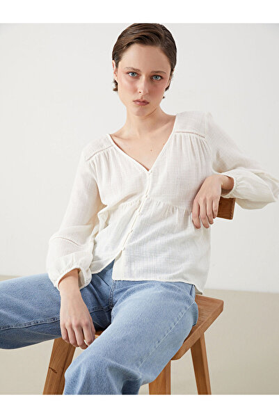 LC Waikiki V-Neck Textured Blouse