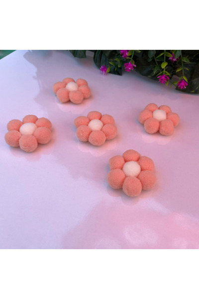 klubeconcept Pompom Daisy Flower Ornament Set of 10 - Decorative Handmade Flower
