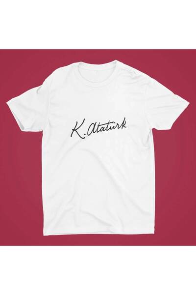 Jooy Company Ataturk Signature Štampano Bela Oversize kroj Majica