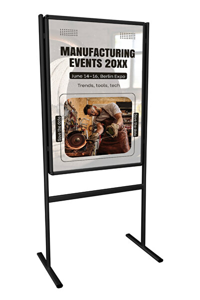 DESMARK Siyah B2 50x70 Ayaklı Tek Taraflı Poster ve Bilgi Panosu İnfo Afiş & ...