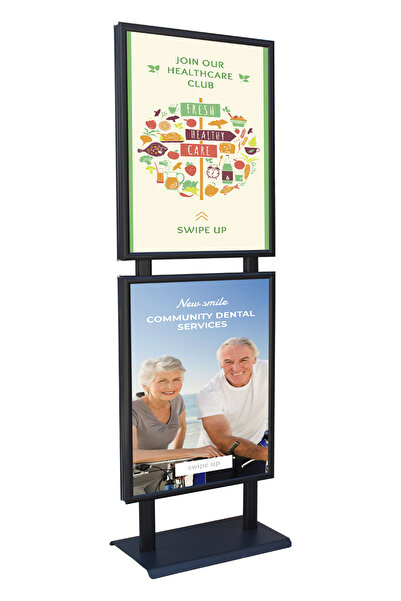DESMARK Siyah B2 50x70 Çift Kat Sac Tabanlı Çift Taraflı Reklam ve Kaldırım Panosu Twinboard Poster Panosu