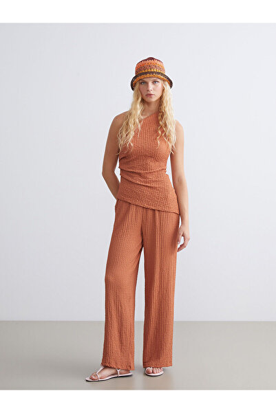 LC Waikiki Nova sezona elastične struke Teksturirano ženske pantalone - S5QR30Z8