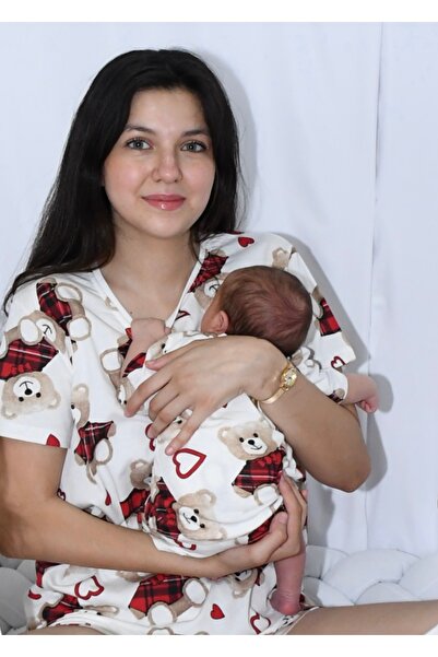 Drop Kids ANNE ÇOCUK KOMBİN PİJAMA TAKIMI EKOSE AYI DESEN KISAKOL ŞORT (TEK TEK SATILMAKTADIR)