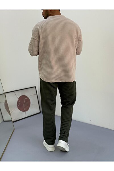 Baycombine35 Ανδρικό σετ αθλητικής φόρμας με καπιτονέ υφασμάτινο σχέδιο βάφλα