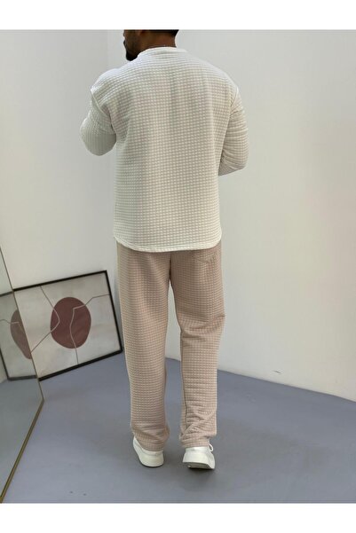 Baycombine35 Ανδρικό σετ αθλητικής φόρμας με καπιτονέ υφασμάτινο σχέδιο βάφλα