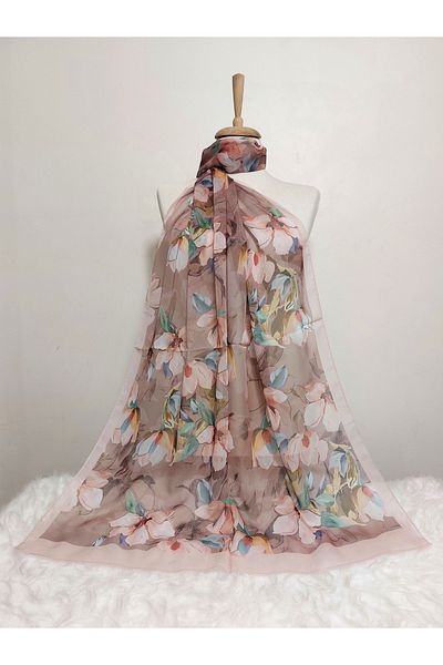 REMOMODA Floral Chiffon Shawl High Quality Fine Texture Soft Chiffon