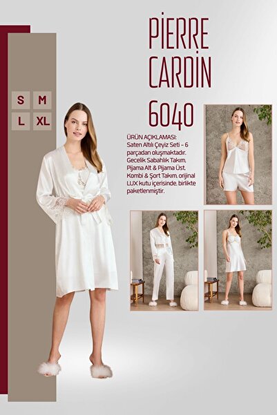 Pierre Cardin Saten Gecelik Takımı 6 , Pierre Cardin Saten Pijama , Pierre Cardin Kozmetik Çeyiz