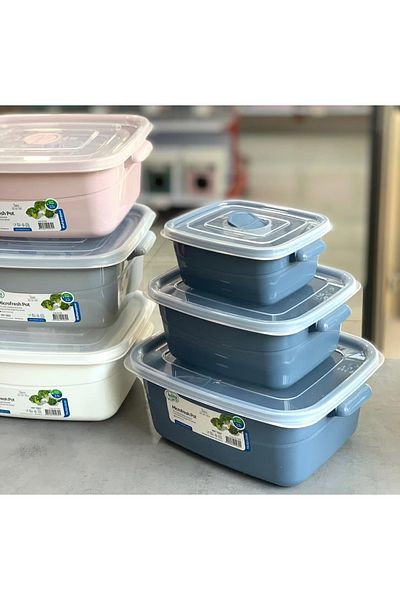 4AFACANÇEKİRGE Geee Home 3-Piece Rectangular Microfresh Pot (0.5+1+2 L)