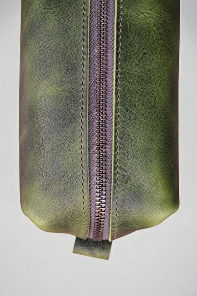 MAT Deri Green Men's Portfolio Handbag Genuine Leather Daily Travel Shaving Bag