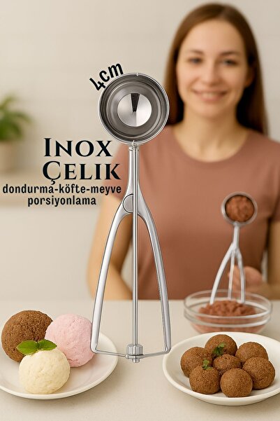 Transformacion Inox 4 cm Dondurma Kaşığı - Karpuz Kurabiye Köfte Helva Porsiyonlama 722039