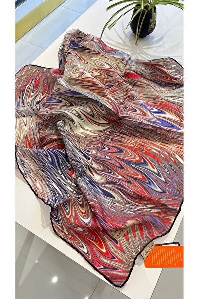 La Boutique Eşarp وشاح حريري من الخيزران بنمط Ebru للخريف/الصيف