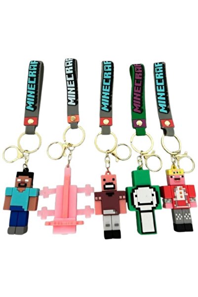 MINECRAFT Set 5 Keychain Figures, Multicolor, 5cm