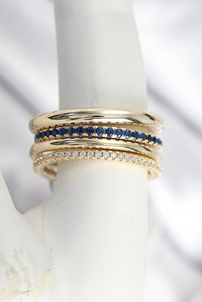 Belle Fusion خاتم نسائي من BFS مصنوع من النحاس الذهبي اللون مع حجر الزركون في...