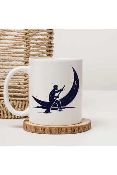 Er-Se Tasarım Full Moon Design Mug, Full Moon Mug, Gift Mug for Men