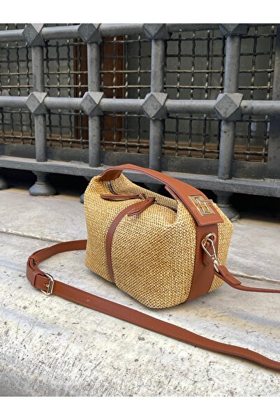 na nura collection Taba Women's Straw Interlocking Sandal Hand and Shoulder Bag