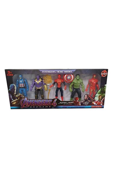 OEM Set 5 articulated superhero figurines Spiderman, Ironman, Hulk, Captain America, Thanos