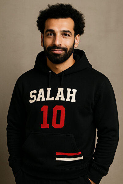 CLASSY.MODA سويت شيرت بغطاء للرأس من Salah 11 – نمط علم مصر – هوديي جيب الكنغ...