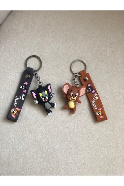 Frisson Tom and Jerry (2-Piece) Disney 3D Printed Silicone Keychain Bag Ornament Good Quality and Convenient