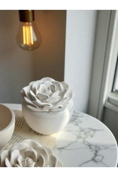 Sunea Stylish Bowl with Lid Rose Pattern, Bohemian Candle Holder, Jewelry Organizer